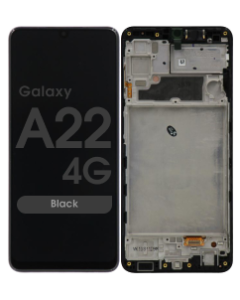 Refurbished - OLED Screen and Digitizer Assembly w/ Frame for Samsung Galaxy A22 4G (A225 / 2021) (Black)