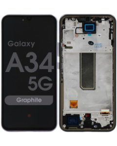 Refurbished - OLED Screen and Digitizer Assembly w/ Frame for Samsung Galaxy A34 5G (A346 / 2023) (Graphite)