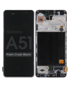 LCD Screen and Digitizer Assembly w/ Frame for Samsung Galaxy A51 (A515) (Prism Crush Black)