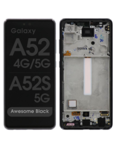 Premium - OLED Screen and Digitizer Assembly w/ Frame for Samsung Galaxy A52 4G (A525 / 2021) / A52 5G (A526 / 2021) / A52s 5G (A528 / 2021) (Awesome Black)