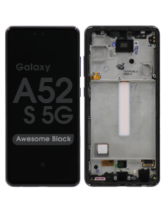 Refurbished - OLED Screen and Digitizer Assembly w/ Frame for Samsung Galaxy A52s 5G (A528 / 2021) (Awesome Black)