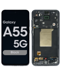Refurbished - OLED Screen and Digitizer Assembly w/ Frame for Samsung Galaxy A55 5G (A556 / 2024) (Black)