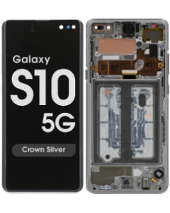 OEM Pull - OLED Screen and Digitizer Assembly w/ Frame for Samsung Galaxy S10 5G (G977) (Grade B) (Crown Silver)