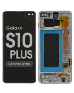 Refurbished - OLED Screen and Digitizer Assembly w/ Frame for Samsung Galaxy S10 Plus (G975) (Ceramic White)