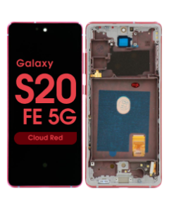Refurbished - OLED Screen and Digitizer Assembly w/ Frame for Samsung Galaxy S20 FE 5G (G780 / G781) (Cloud Red)