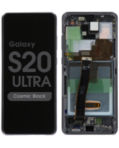 Service Pack - OLED Screen and Digitizer Assembly w/ Frame for Samsung Galaxy S20 Ultra (All Carriers except Verizon 5G UW) (G988) (Cosmic Black)