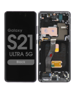 Aftermarket - Soft OLED Screen and Digitizer Assembly w/ Frame for Samsung Galaxy S21 Ultra 5G (Must Transfer Antenna for Verizon) (G998) (Black)