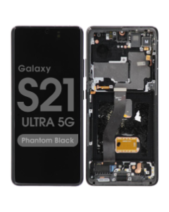 OEM Pull - OLED Screen and Digitizer Assembly w/ Frame for Samsung Galaxy S21 Ultra 5G (G998) (Must Transfer Antenna for Verizon) (Grade C) (Phantom Black)
