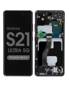 Service Pack - OLED Screen and Digitizer Assembly w/ Frame for Samsung Galaxy S21 Ultra 5G (All Carriers except Verizon 5G UW) (G988) (Phantom Black)