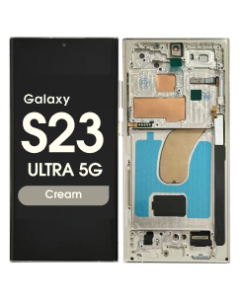 Aftermarket - Soft OLED Screen and Digitizer Assembly w/ Frame for Samsung Galaxy S23 Ultra 5G (S918) (Cream)