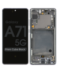 Premium - OLED Screen and Digitizer Assembly w/ Frame for Samsung Galaxy A71 5G (Verizon 5G UW) (A716V) (Prism Cube Black)