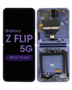 Service Pack - OLED Screen and Digitizer Assembly w/ Frame for Samsung Galaxy Z Flip 5G (1st Gen) (F707) (US / International Version) (Mirror Purple)