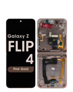 Service Pack - OLED Screen and Digitizer Assembly w/ Frame for Samsung Galaxy Z Flip 4 (F721) (US / International Version) (Pink Gold)