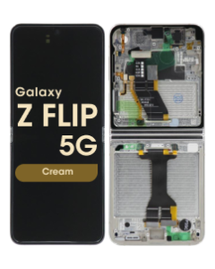 Service Pack - OLED Screen and Digitizer Assembly w/ Frame for Samsung Galaxy Z Flip 5G (1st Gen) (F731) (Cream)