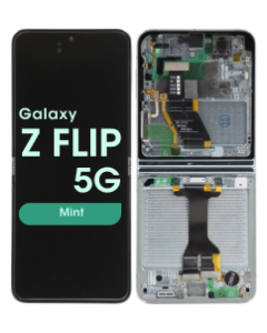 Service Pack - OLED Screen and Digitizer Assembly w/ Frame for Samsung Galaxy Z Flip 5G (1st Gen) (F731) (Mint)