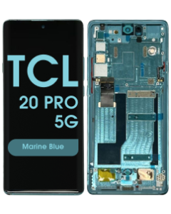Refurbished - OLED Screen and Digitizer Assembly w/ Frame for TCL 20 Pro 5G (Marine Blue)