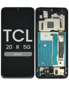 Refurbished - LCD and Screen Digitizer Assembly w/ Frame for TCL 20 R 5G (T767H) (Black)