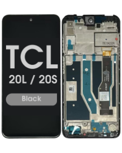 Refurbished - LCD and Screen Digitizer Assembly w/ Frame for TCL 20L / 20S (Black)
