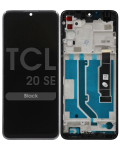 Refurbished - LCD Screen and Digitizer Assembly w/ Frame for TCL 20 SE (Black)