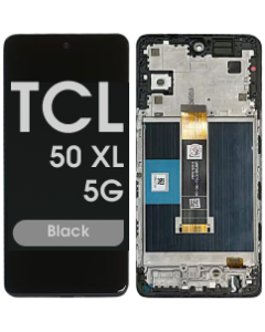 Refurbished - LCD and Screen Digitizer Assembly w/ Frame for TCL 50 XL 5G (T702W) (Black)