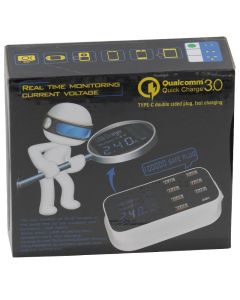 Fast Charging Multiple USB Charger 8 Port Charger Hub w/ LED Display Power Adapter
