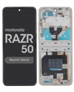 Genuine - OLED Assembly w/ Frame for Motorola Razr 50 (XT2453 / 2024) (Beach Sand)
