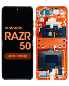 Genuine - OLED Assembly w/ Frame for Motorola Razr 50 (XT2453 / 2024) (Spritz Orange)