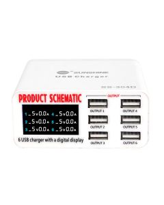 SUNSHINE - (SS - 304D) Intelligent Multiple USB Charger 6 Port Charger Hub w/ LED Display Power Adapter 