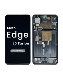 Refurbished- OLED Screen and Digitizer Assembly w/ Frame for Moto Edge 30 Fusion (XT2243-1 / 2022) (Cosmic Gray)