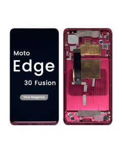 Refurbished- OLED Screen and Digitizer Assembly w/ Frame for Moto Edge 30 Fusion (XT2243-1 / 2022) (Viva Magenta)