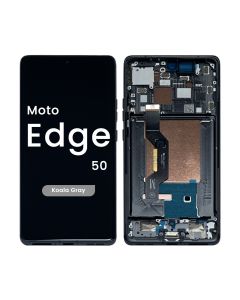 Refurbished- OLED Screen and Digitizer Assembly w/ Frame for Moto Edge 50 (XT2407 / 2024) (Koala Gray) - Injured Gadgets