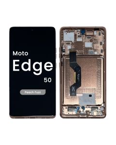 Refurbished - OLED Screen and Digitizer Assembly w/ Frame for Moto Edge 50 (XT2407 / 2024) (Peach Fuzz) - Injured Gadgets