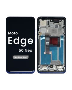 Refurbished- OLED Screen and Digitizer Assembly w/ Frame for Moto Edge 50 Neo (XT2409-3 / 2024) (Nautical Blue)