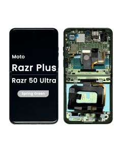 Refurbished - Inner OLED Screen and Digitizer Assembly w/ Frame for Motorola Moto Razr Plus / Razr 50 Ultra (XT2451 / 2024) (Spring Green) - Injured Gadgets