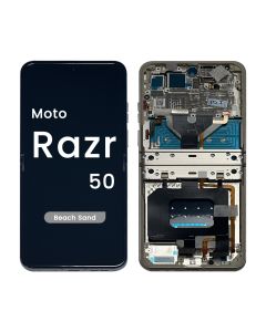 Refurbished- OLED Screen and Digitizer Assembly w/ Frame for Moto Razr / Razr 50 (XT2453 / 2024) (Beach Sand)