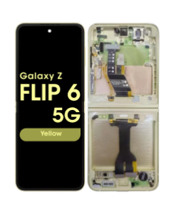 OEM Pull - OLED Screen and Digitizer Assembly w/ Frame for Samsung Galaxy Z Flip 6 5G (F741) (Grade B Plus) (Yellow)